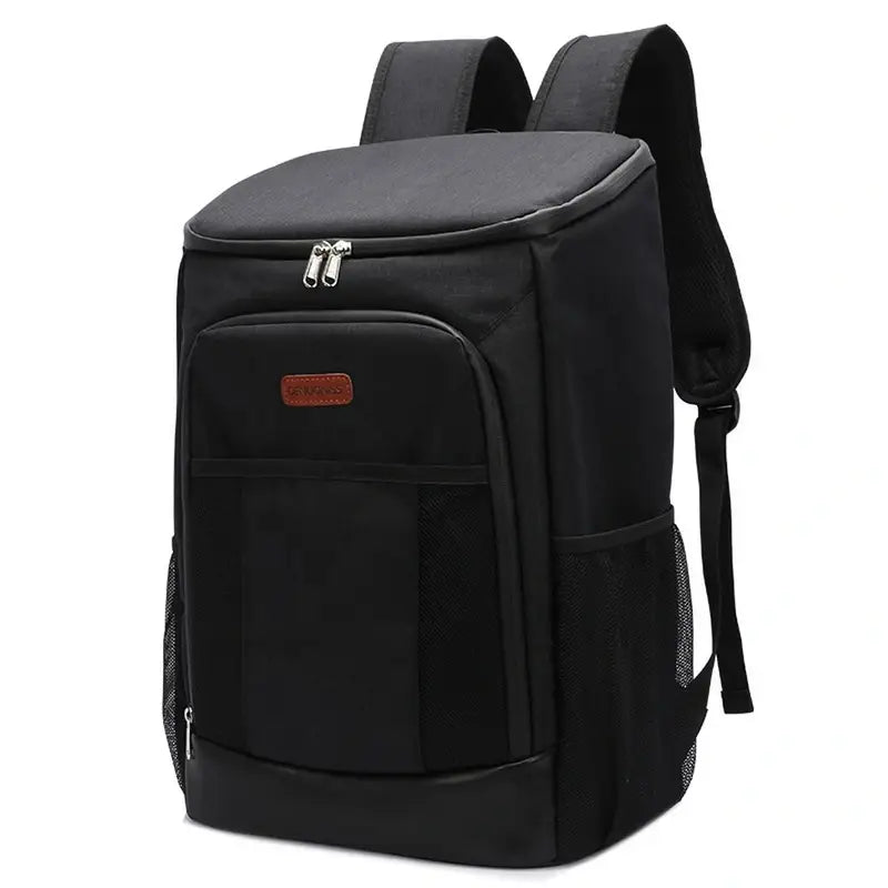 Sac à dos picnic isotherme noir avec isolation et plusieurs poches pour repas