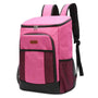 Sac à dos pique-nique isotherme rose avec accents noirs et poches en mesh