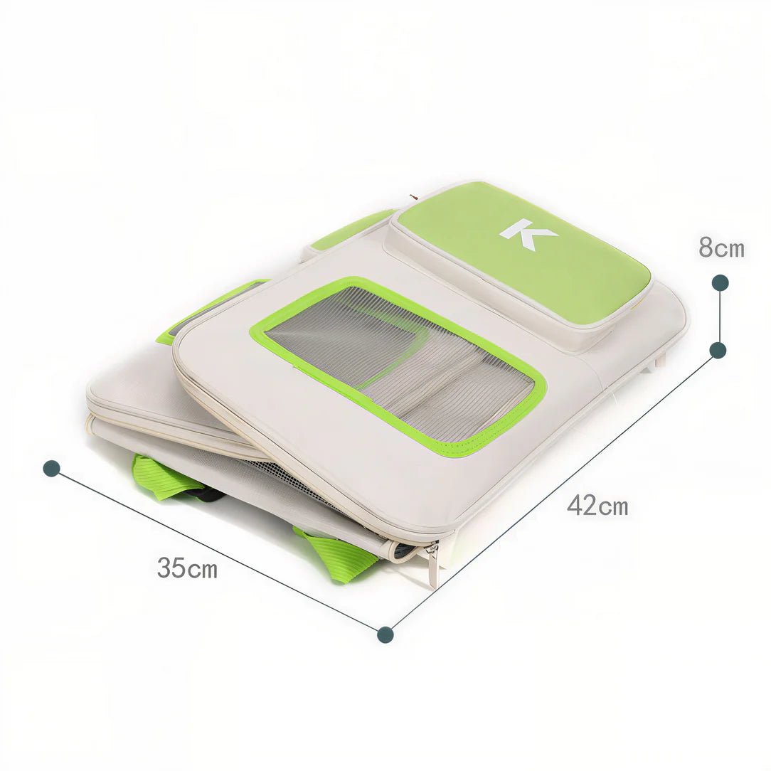 Lit de voyage pliable vert clair et beige pour bébé avec fenêtre en mesh et poignée