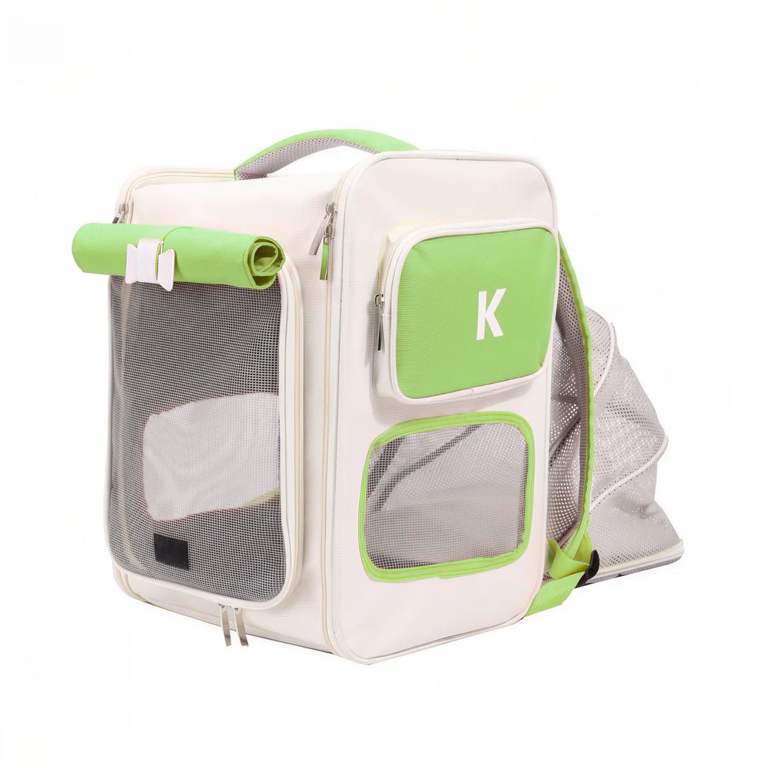 Sac à dos pour chat portable ventilé avec fenêtre en mesh et tunnel rétractable