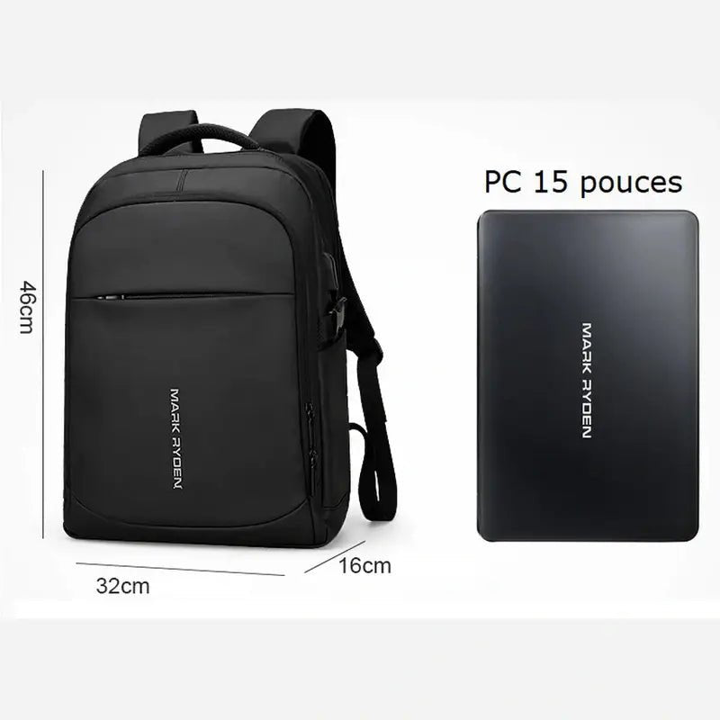 Sac à dos pour étudiant noir avec compartiment dédié pour ordinateur portable