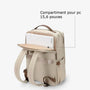 Sac à dos beige pour ordinateur 15,6 pouces avec compartiment pour laptop