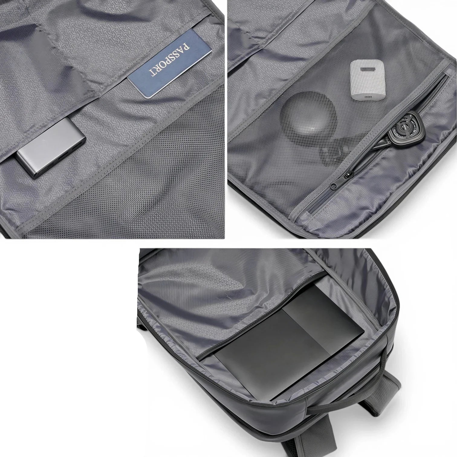 Sac à dos ordinateur 16 pouces Kings KM7 gris nylon à motif géométrique