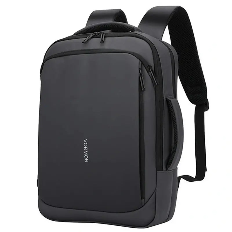 Sac à dos pour ordinateur portable homme en gris foncé avec plusieurs compartiments zippés