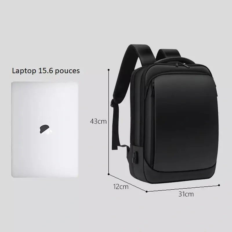 Sac à dos pour ordinateur portable homme noir avec dimensions et compatibilité pour laptop