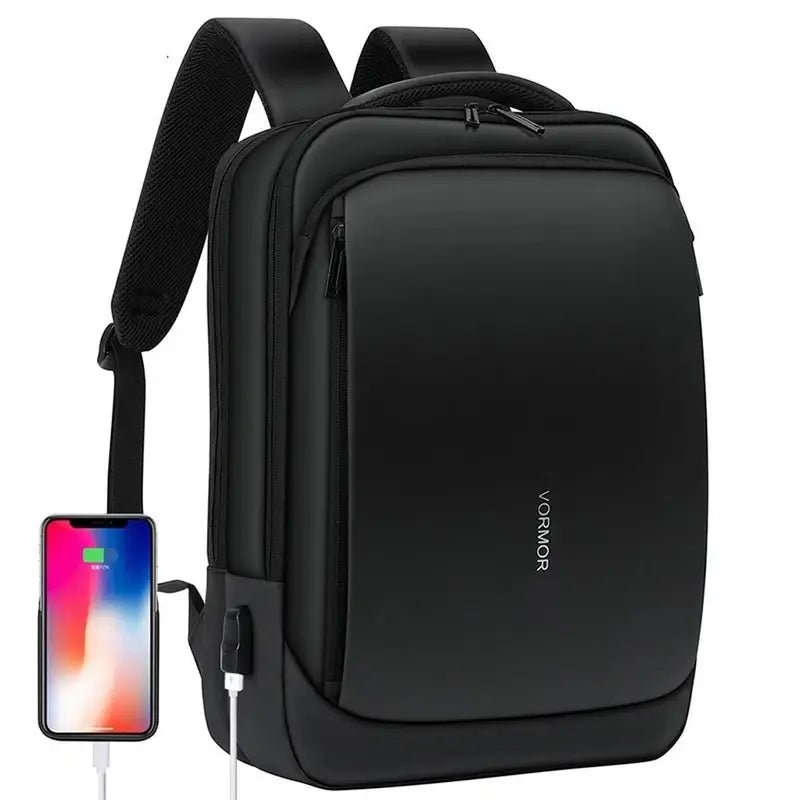 Sac à dos pour ordinateur portable homme VORMOR noir avec port de charge USB et smartphone connecté