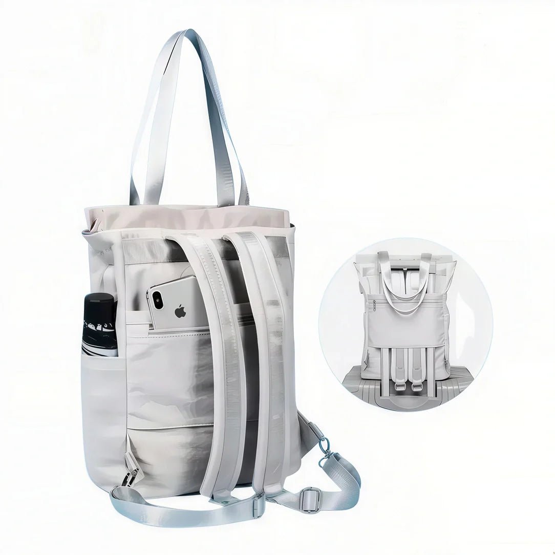 Sac à dos pour PC 15,6 pouces léger avec sac convertible gris clair et poches multiples