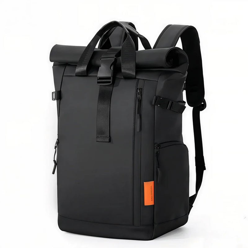 Sac à dos pour pc homme TangoColl 16 en cuir noir avec compartiments et bretelles ajustables