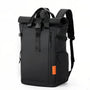 Sac à dos pour pc homme TangoColl 16 en cuir noir avec compartiments et bretelles ajustables
