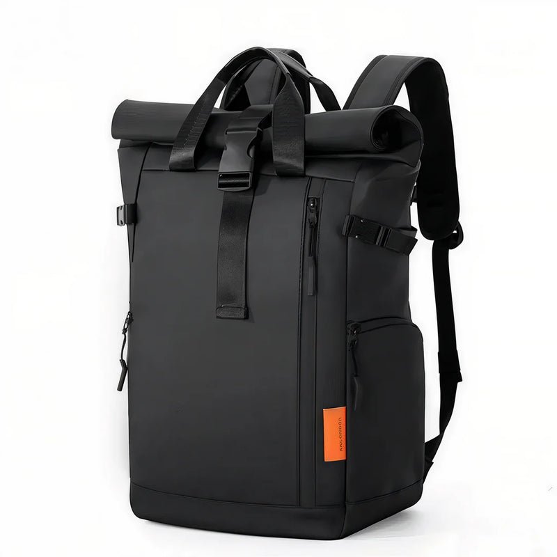 Sac à dos pour pc homme TangoColl 16 en cuir noir avec compartiments et bretelles ajustables