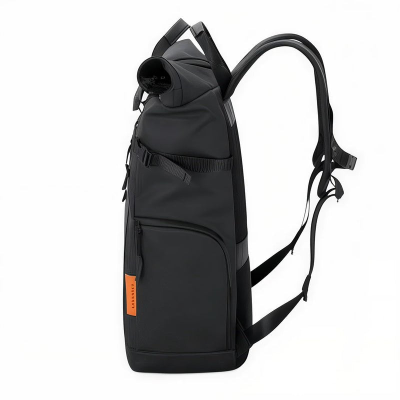 Sac à dos pour pc homme TangoColl 16 noir avec bretelles rembourrées et étiquette orange