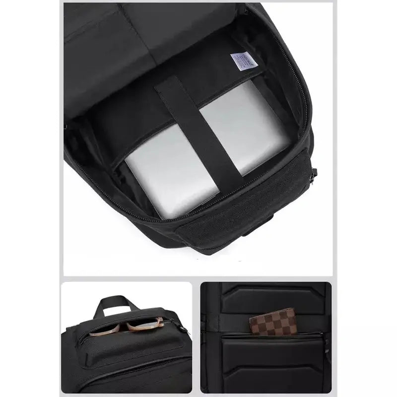 Sac à dos pratique noir multi-compartiments pour ordinateur portable et affaires personnelles