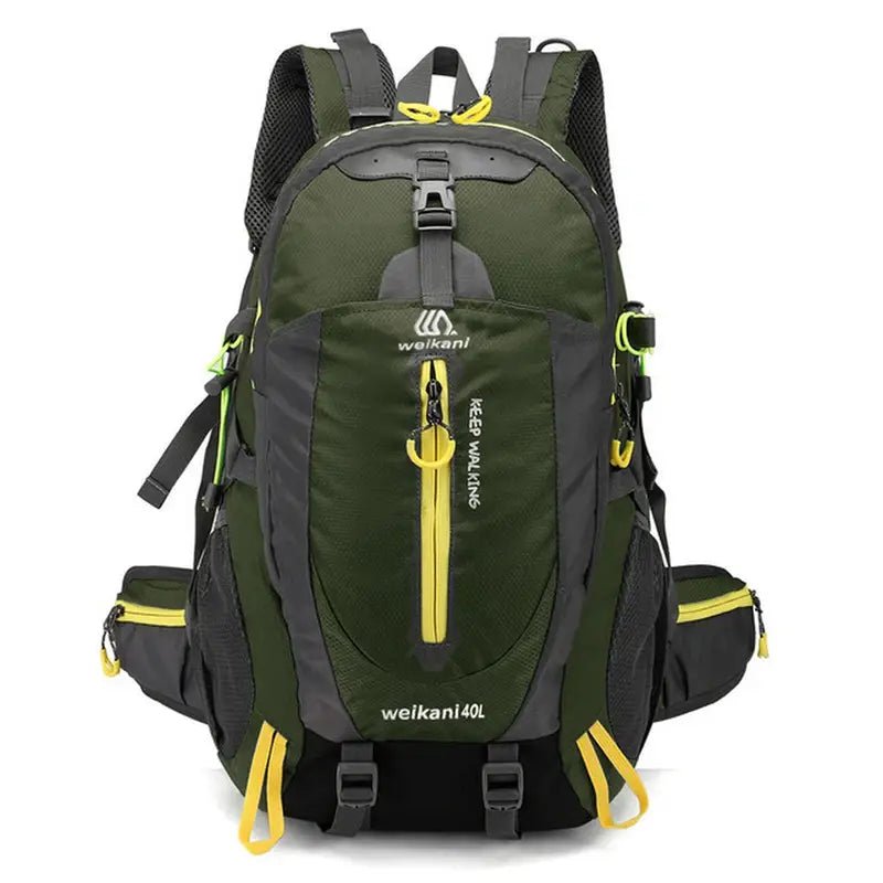Sac à dos randonnée 30L olive vert et gris charbon avec accents jaunes brillants