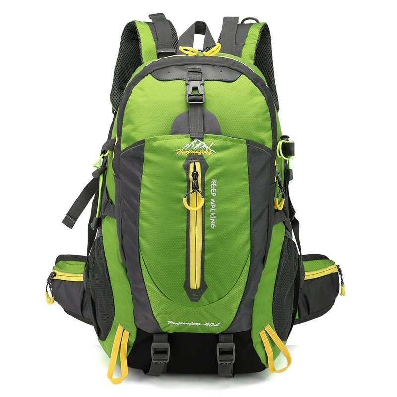 Sac à dos randonnée femme 40l vert noir avec accents jaunes pour trekking