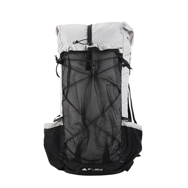 Sac à dos randonnée femme ultra léger gris clair et noir avec poche en filet et poches latérales
