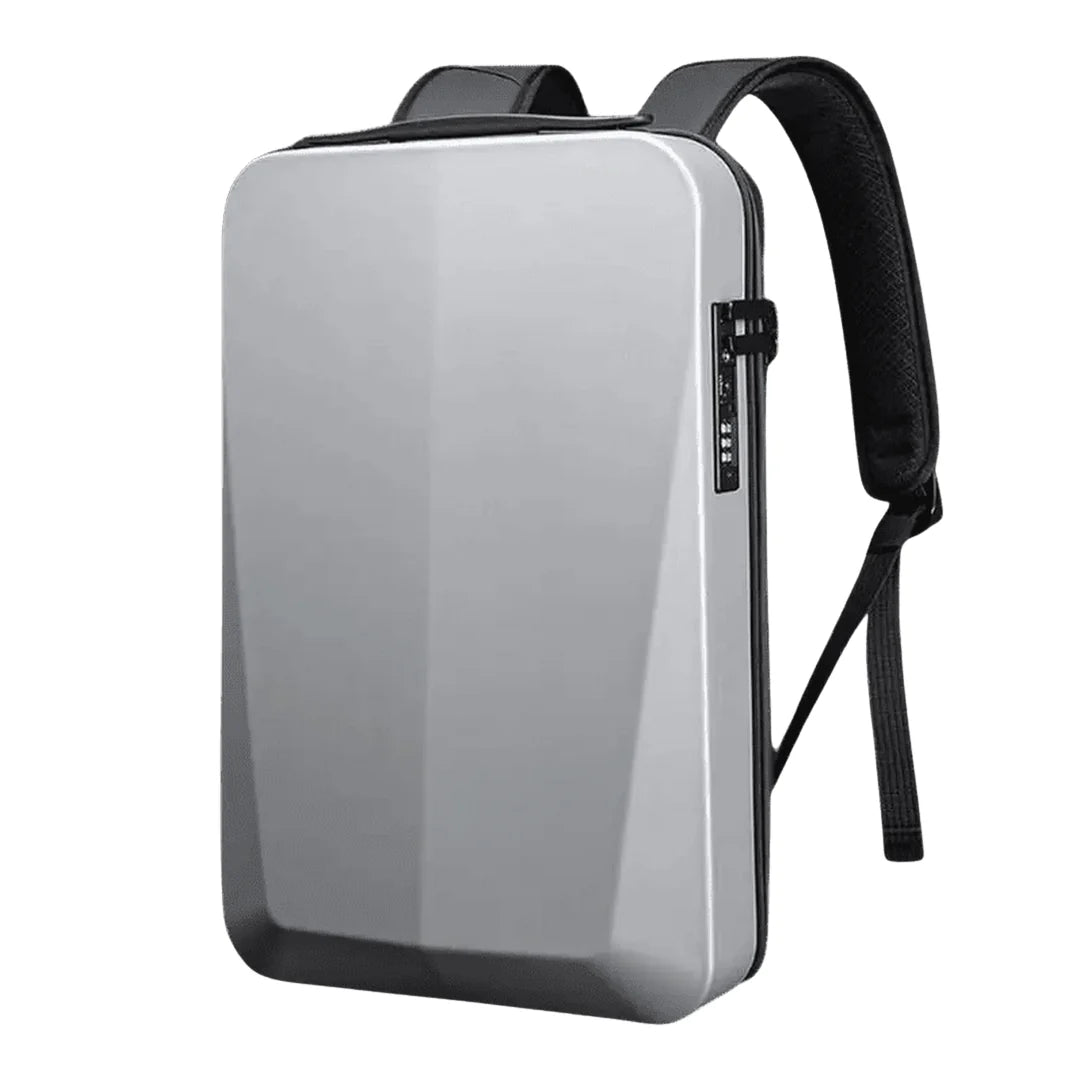Sac à dos rigide ultra-plat antivol en argent avec serrure à combinaison
