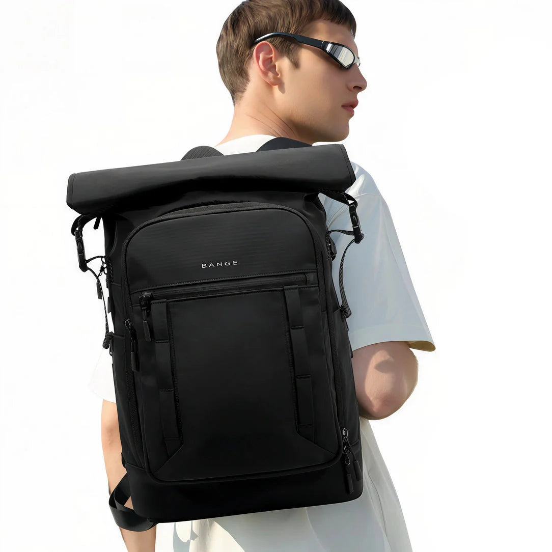 Sac à dos noir étanche roll-top 21L BG Tech X avec multiples compartiments