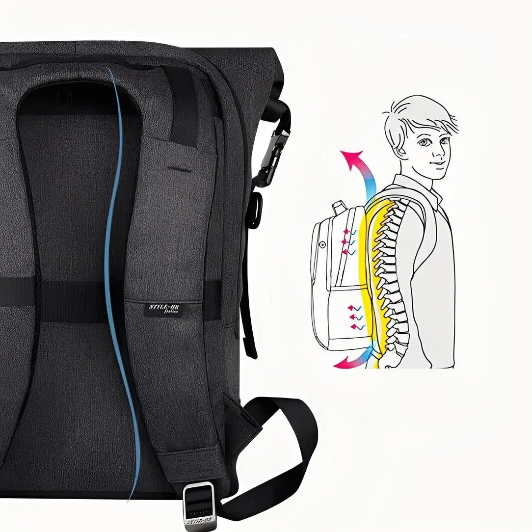 Sac à dos roll top homme HK21 avec support lombaire ergonomique et ventilation
