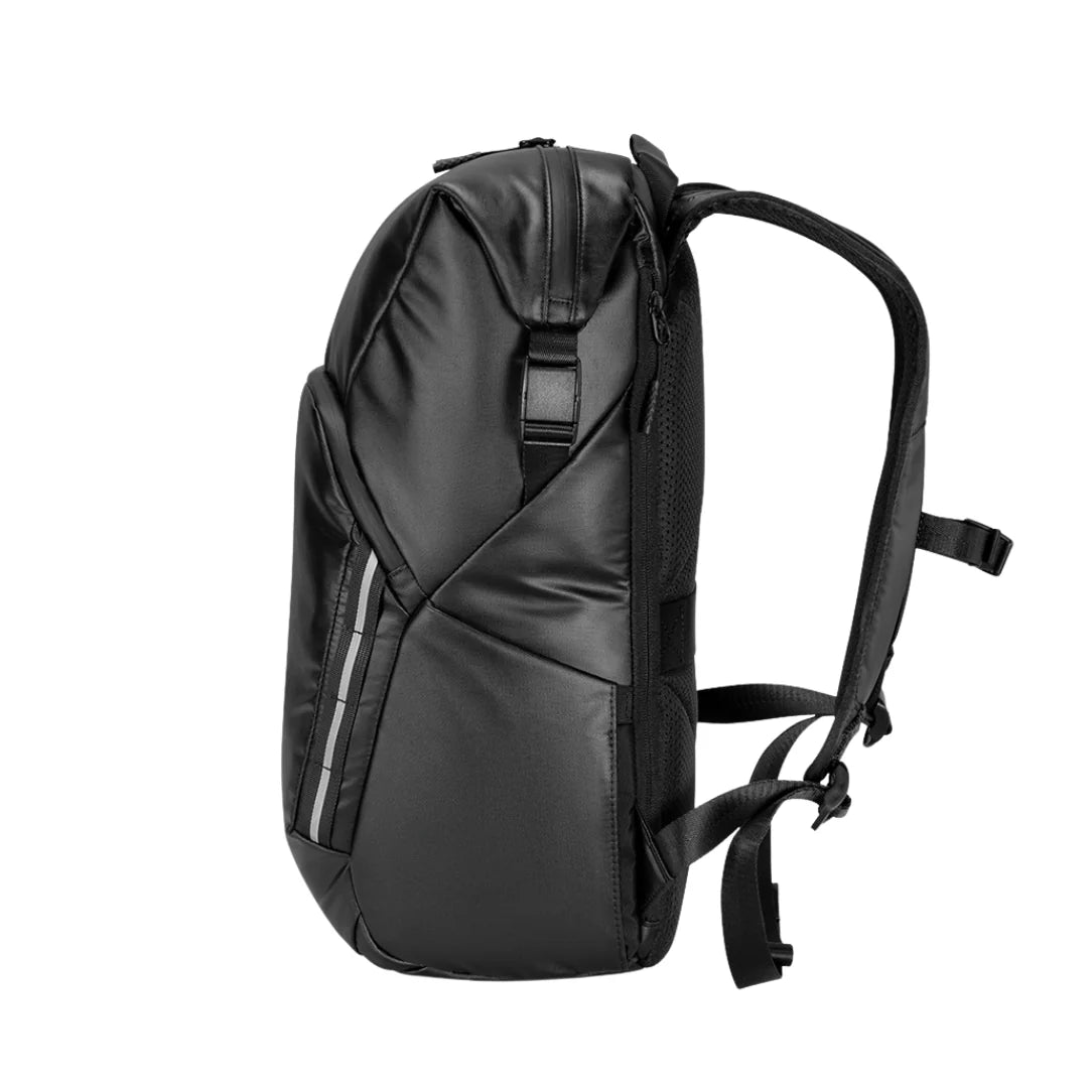 Sac à dos roll top Kingsons Black Edition avec bandes réfléchissantes et bretelles ajustables