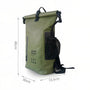 Sac à dos étanche vert olive avec rouleau et poche latérale en mesh IPX6