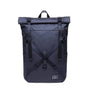 Sac à dos rolltop Caellum bleu marine avec plusieurs sangles et boucles