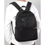 Sac à dos scolaire collège en nylon noir avec plusieurs compartiments zippés