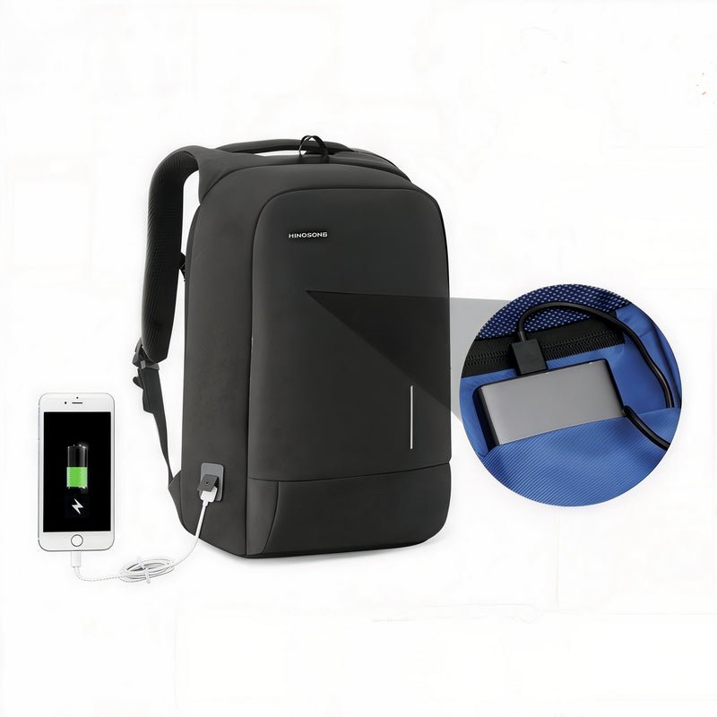 Sac à dos sécurisé LockPack noir avec port de chargement USB externe
