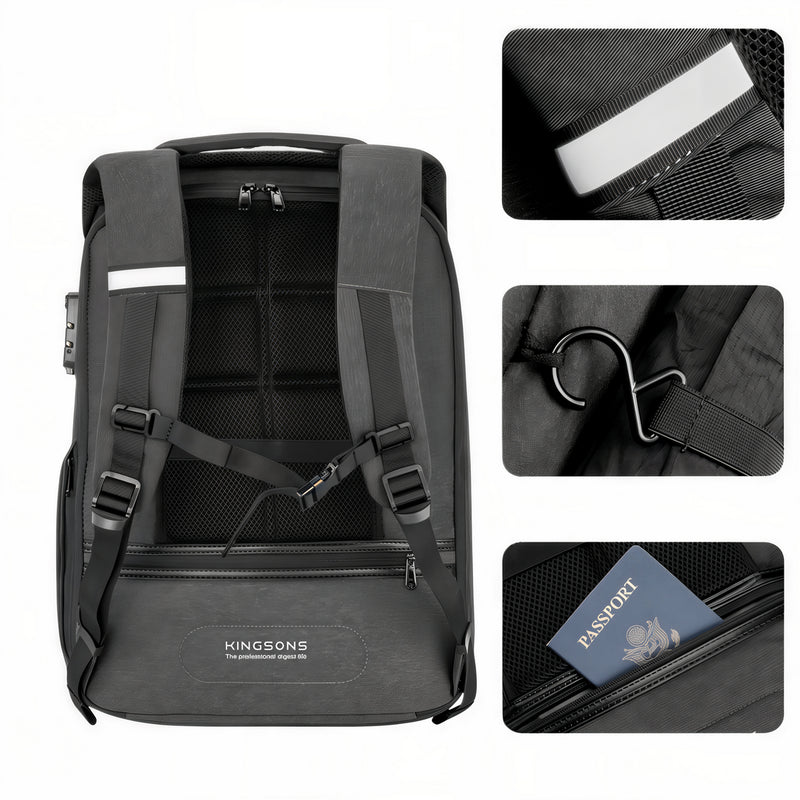 Sac à dos sécurisé LockPack gris foncé avec poches cachées et verrouillage intégré