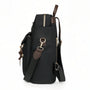 Sac à dos Sirocco en toile noire avec accents cuir marron