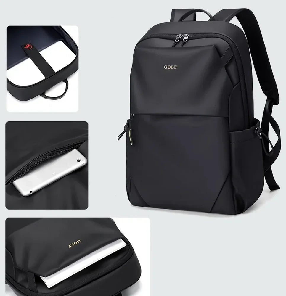 Sac à dos solide en nylon noir avec plusieurs compartiments et poche rembourrée pour ordinateur portable