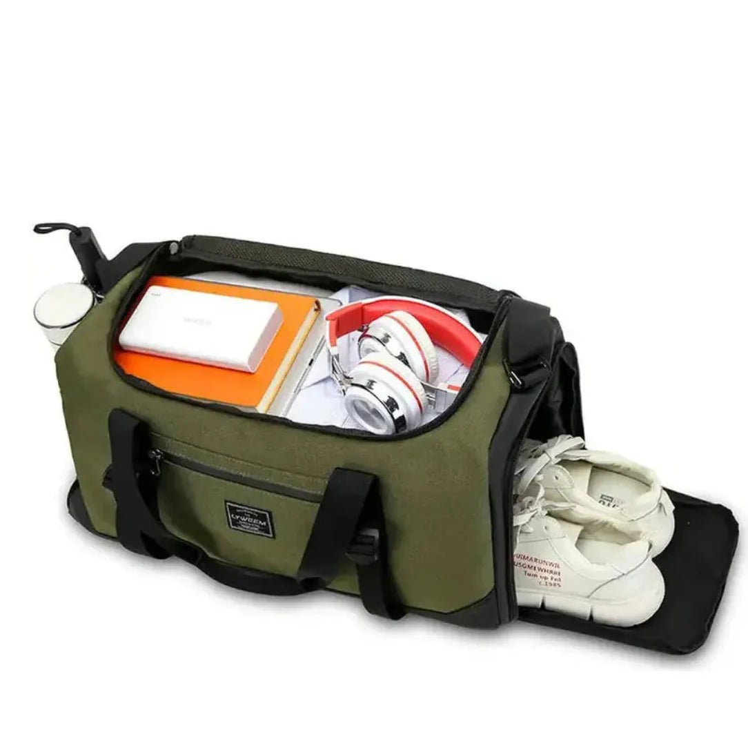 Sac à dos sport 40l olive vert avec compartiment à chaussures et accessoires