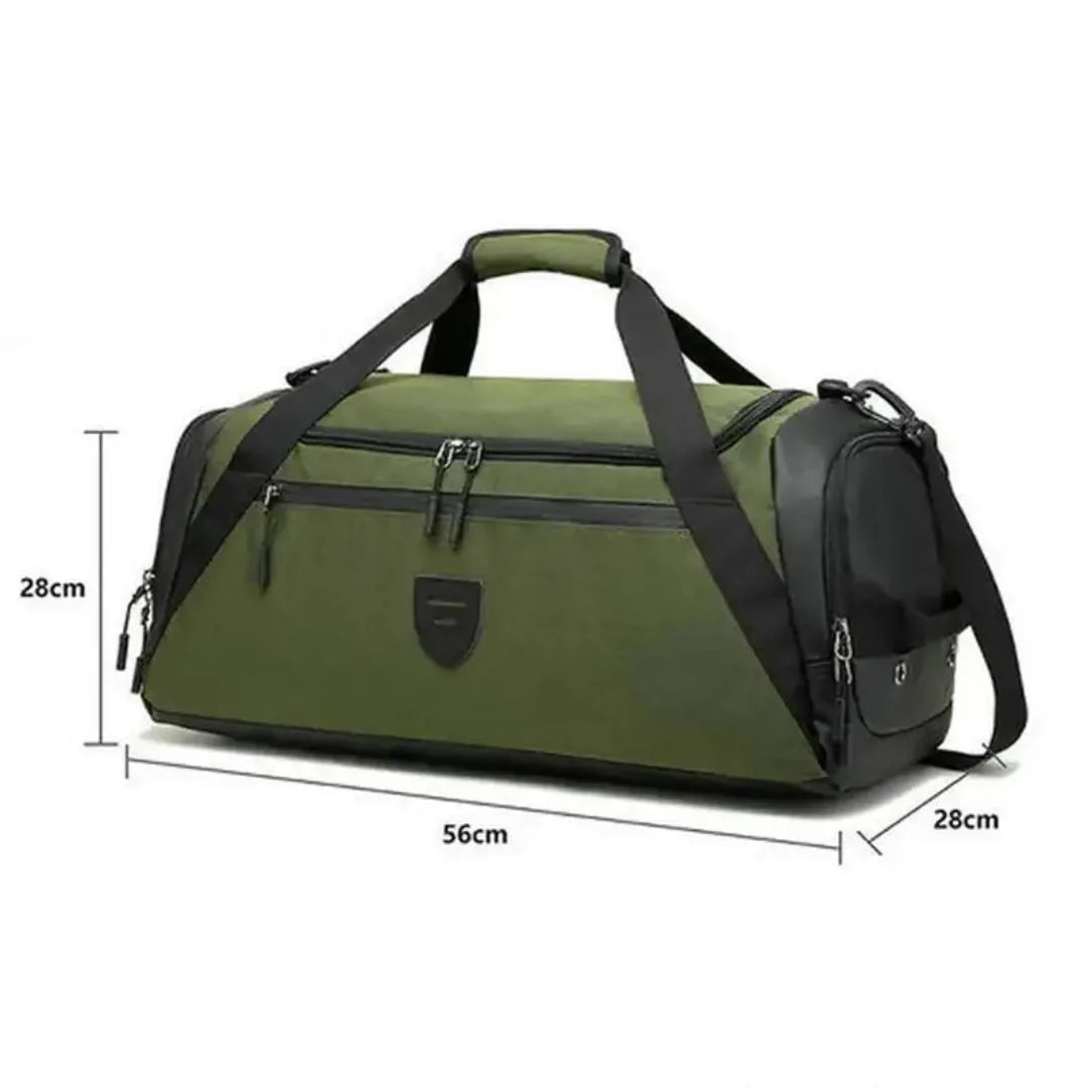 Sac à dos sport 40l vert et noir avec poches zippées et bandoulière