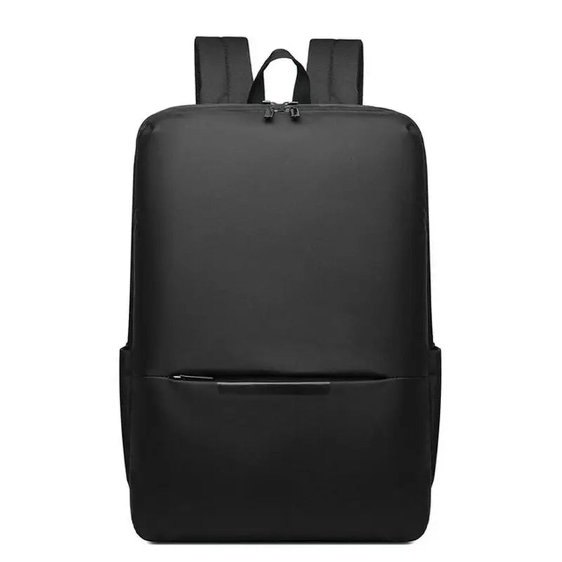 Sac à dos tablette noir minimaliste avec poignée, double fermeture et poche frontale
