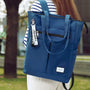Sac à dos Tigernu Campus en nylon bleu avec fermeture éclair blanche et étiquette de marque
