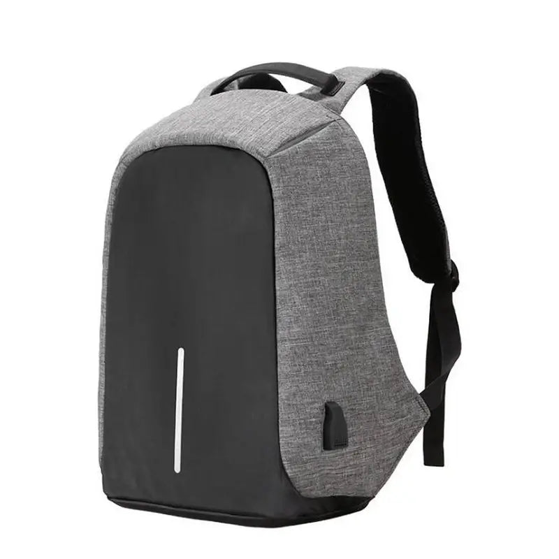 Sac à dos ultra-minimaliste pour PC 15 pouces avec anti-vol gris, panneau noir et bande réfléchissante
