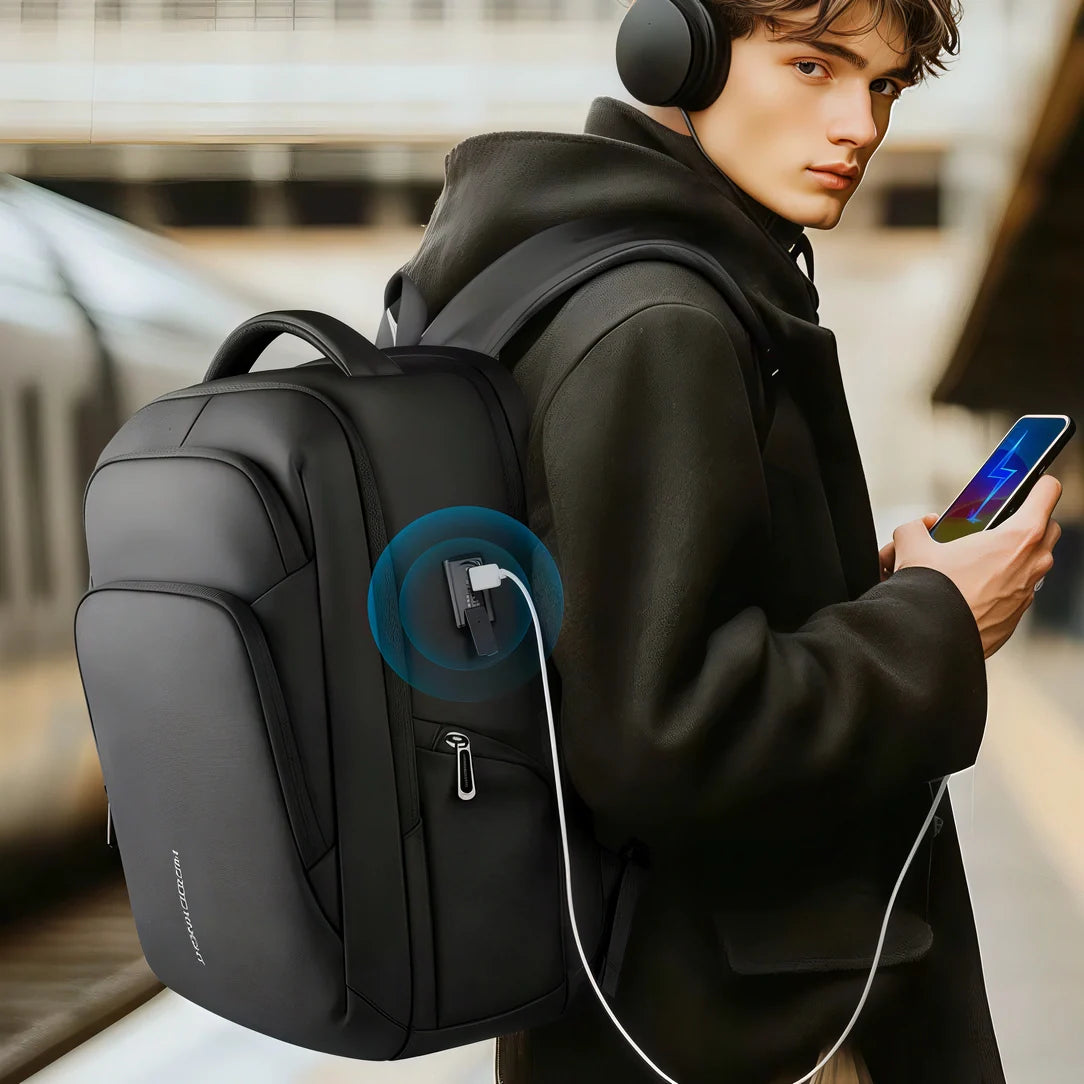 Sac à dos urbain Heroic HK noir multifonction 17 pouces avec port USB
