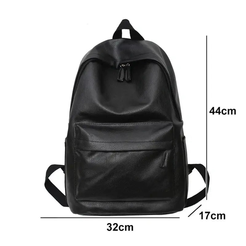 Sac à dos ville homme cuir en faux cuir noir avec poche frontale et compartiments zippés
