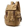 Sac à dos vintage homme en toile avec toile beige, bretelles en cuir marron