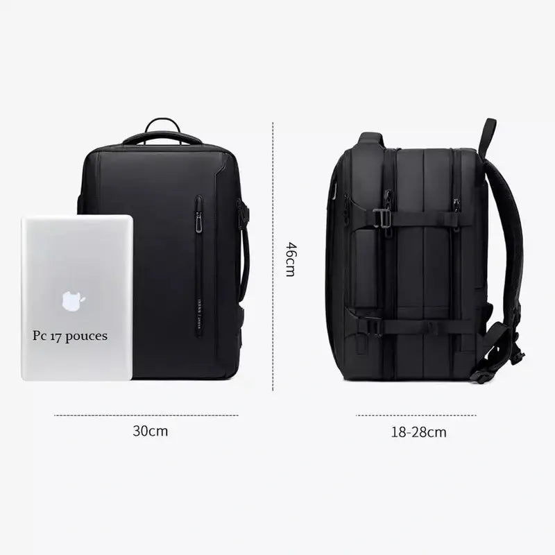 Sac à dos voyage avion noir avec compartiment pour ordinateur portable