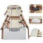 Sac à dos voyage femme beige et marron avec poches, sangles ajustables et bretelles rembourrées