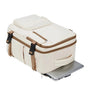 Sac à dos voyage femme crème avec trim marron et compartiment pour ordinateur portable