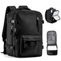 Sac à dos voyage femme noir avec plusieurs compartiments et options d’extension