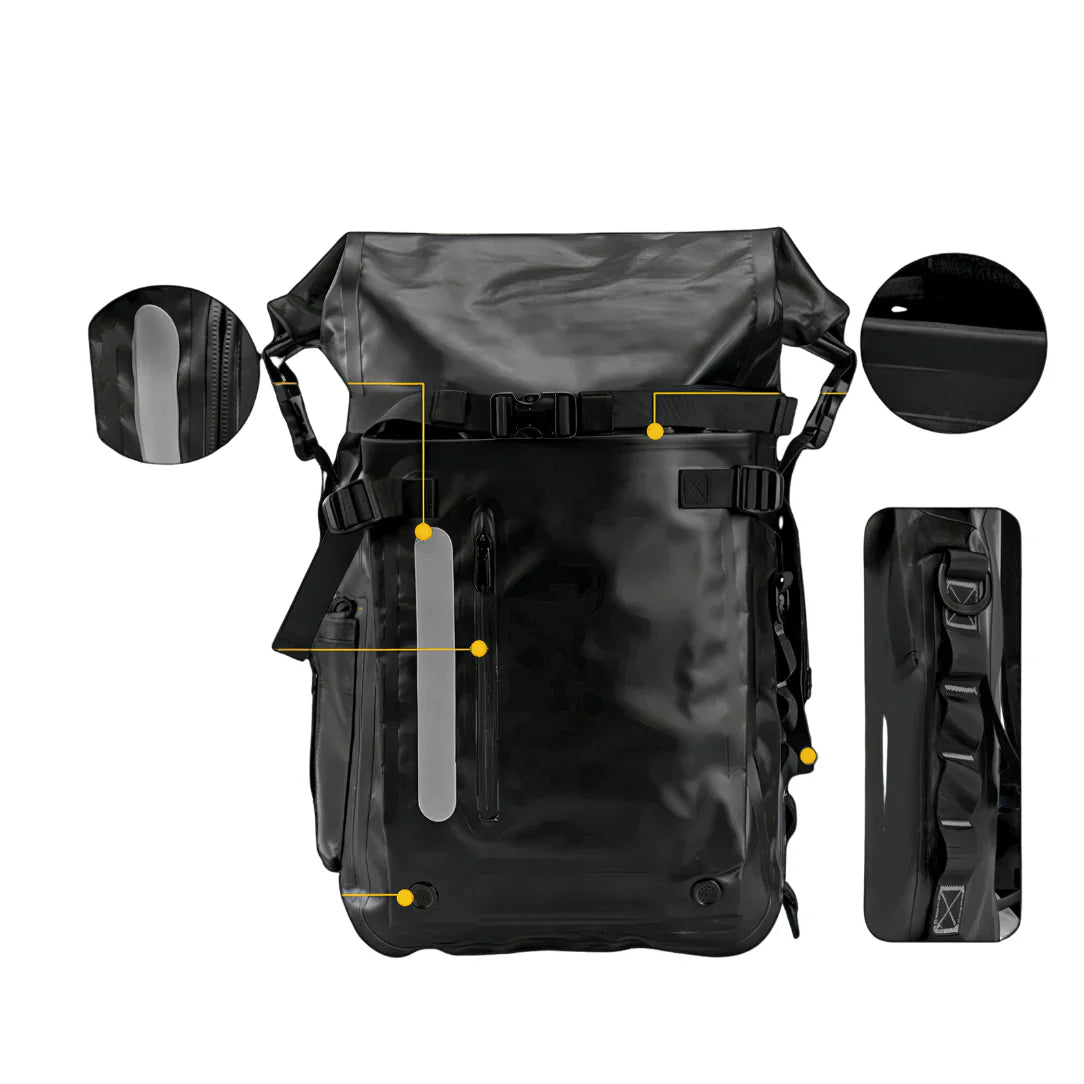 Sac à dos waterproof randonnée noir en tissu durable avec sangles renforcées