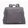 Sac à langer à dos en tissu gris chiné avec multiples poches et bretelles