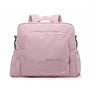 Sac à langer à dos rose clair avec plusieurs poches et bretelles confortables