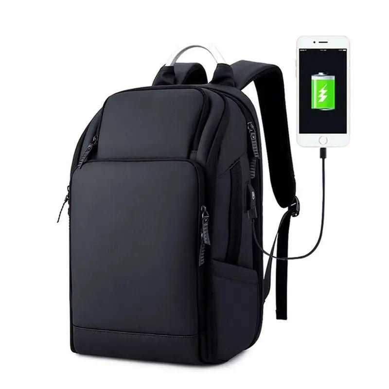 Sac business femme noir avec port de charge USB externe et plusieurs compartiments