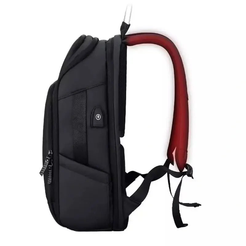 Sac business femme noir avec poignée rouge et port de chargement USB externe