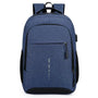 Sac de cours collège en tissu bleu avec poche zippée, poches latérales et port USB