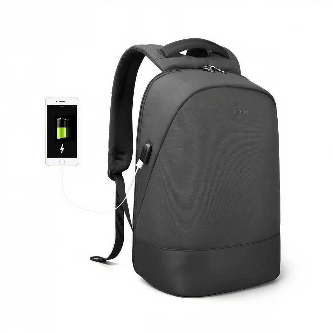 Sac de cours ordinateur Campus X avec sac à dos anti-vol gris foncé et port USB externe
