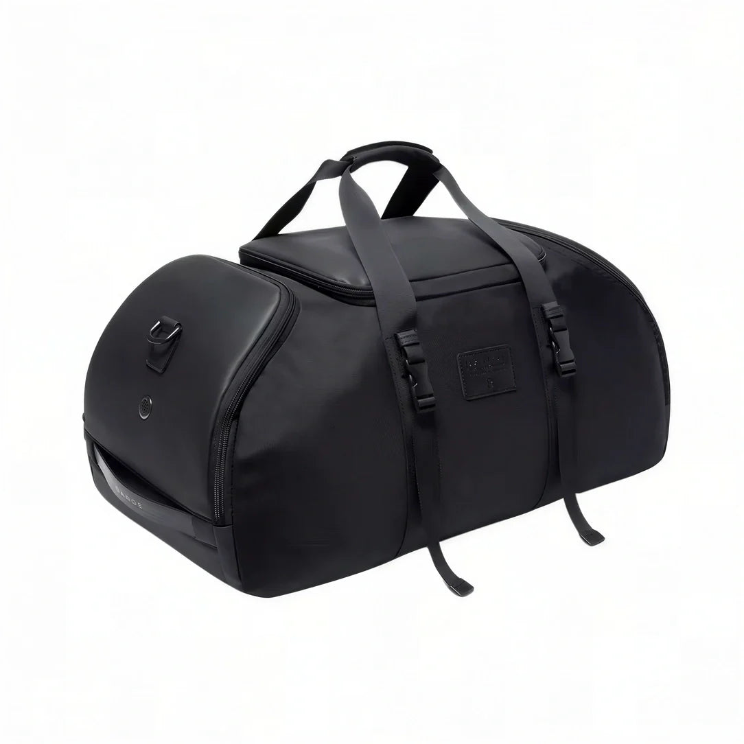 Sac de sport à dos noir en nylon avec sangles ajustables et poignée